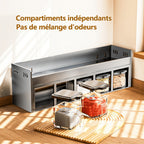 Organizador de especias de acero inoxidable para pared de 5 rejillas con 5 frascos de especias, organizador de almacenamiento de cocina multifuncional, organizador de especias de acero al carbono, instalación sin taladro, almacenamiento de cocina multi-co