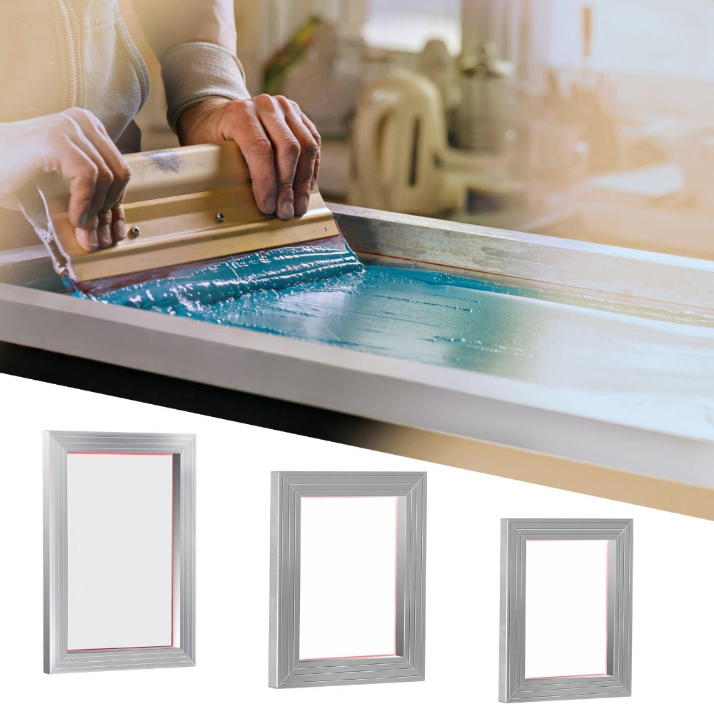 Kit de Serigrafía VEVOR, 3 Piezas de Marcos de Serigrafía de Aluminio 6x10/8x12/10x14 Pulgadas, 110 Mallas, 5 Purpurinas, Raspadores de Serigrafía y Películas Transparentes para Estampado DIY en Camisetas