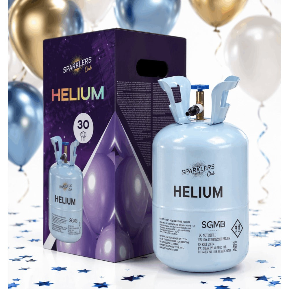 Botella Grande de Helio Gas Helio para 50 Globos - Cilindro Desechable Capacidad 0.40M3 - Ideal para Halloween, Navidad, Bodas, Cumpleaños, Fiestas - Haz que Tus Globos Floten con SPARKLERS CLUB