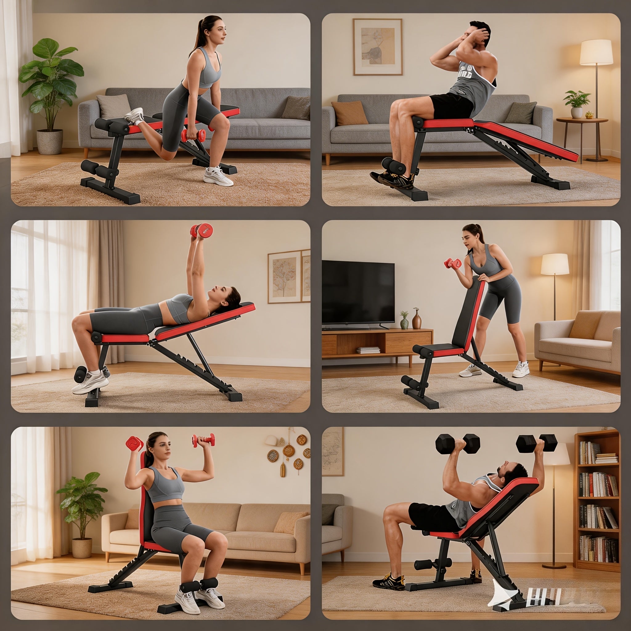 Banco de pesas plegable y ajustable de alta resistencia con capacidad de 300 kg - Banco de entrenamiento con inclinación/declinación de 8 niveles, apto para gimnasio en casa, compacto y ahorra espacio con almacenamiento rápido, equipo de entrenamiento de
