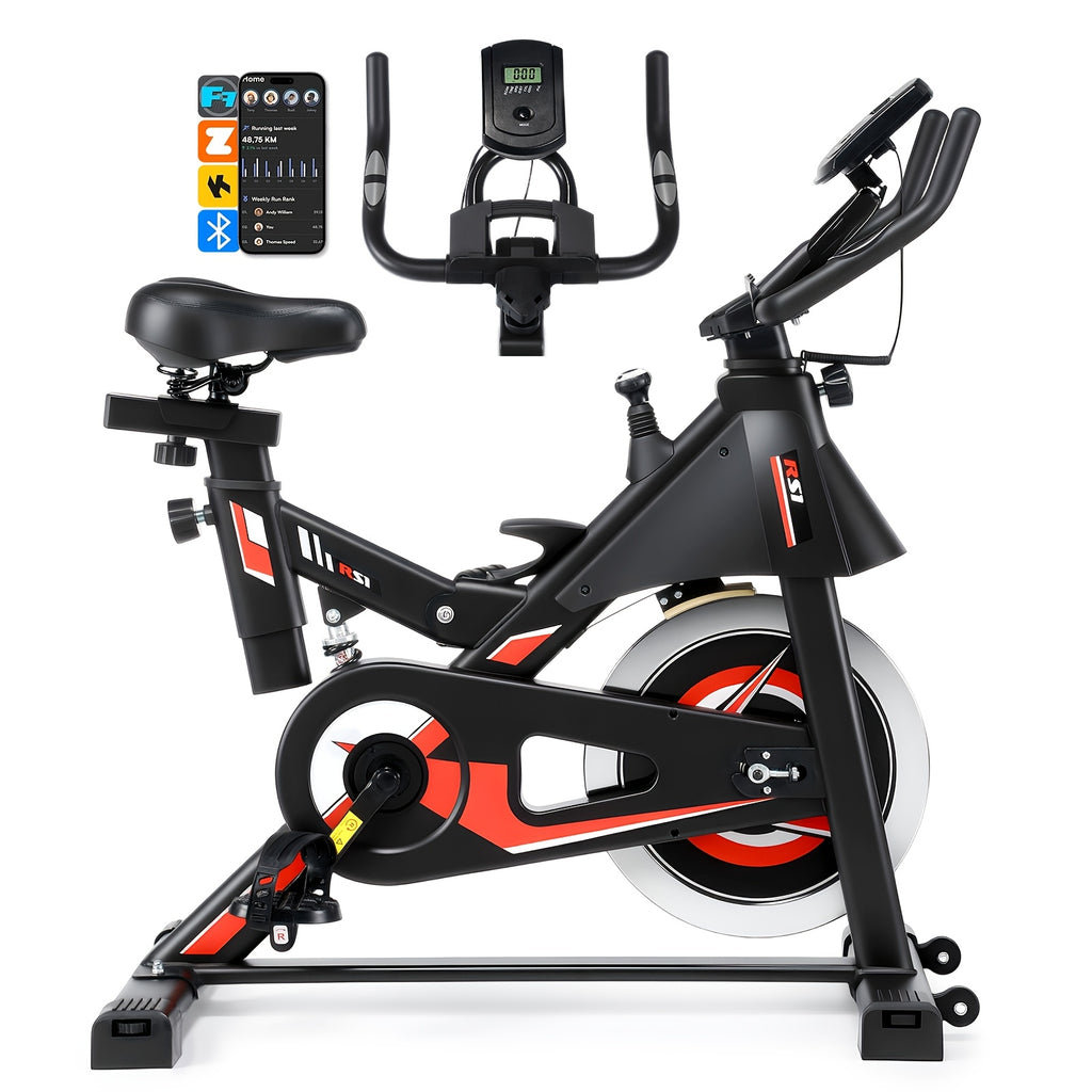 Bicicleta estática Kehot para interior | Rodillo de ciclismo silencioso con monitor LCD, resistencia ajustable y sensor de frecuencia cardíaca | Manillar y asiento ajustables en 6 niveles | Estructura robusta con capacidad de peso de 150 kg | Bicicleta de