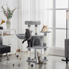 Costoffs Árbol para gatos de 107 cm con plataforma de observación, cueva para gatos, 5 postes de sisal, cueva de descanso, rascador y bola de felpa colgante, mueble para gatos