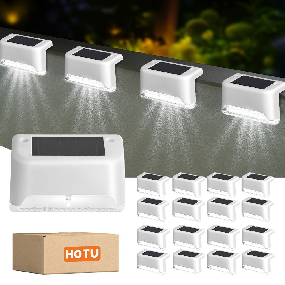 Luz solar exterior | HOTU Kit de 16 Luces Solares para Vallas Exteriores, Iluminación LED IPX4 para Jardín, Lámpara Solar para Escaleras