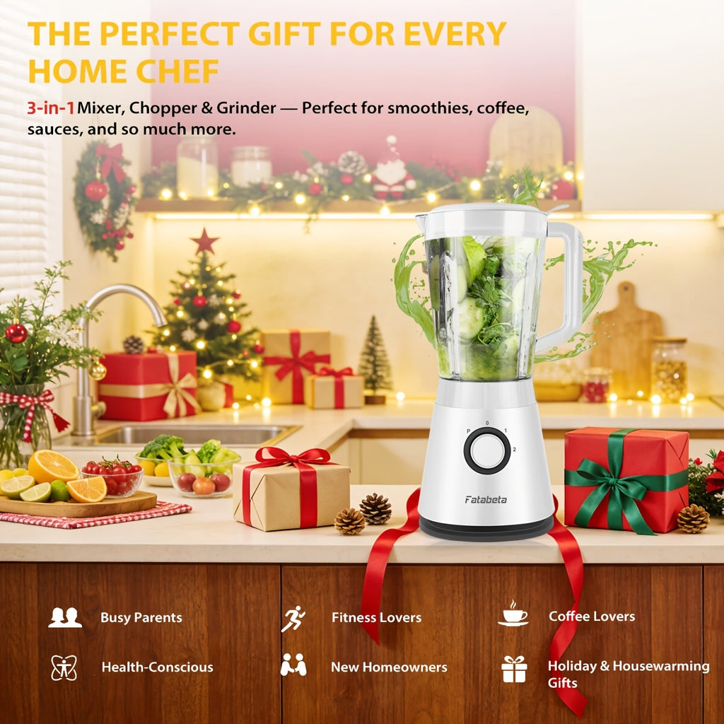 Batidora de Gran Capacidad de 1500ML, Procesador de Alimentos 3 en 1, Picadora de Carne, Licuadora para Cocina Casera y Verduras, Jugos Saludables para el Hogar, Smoothie, Sorbete, Batido, Ice Slushie