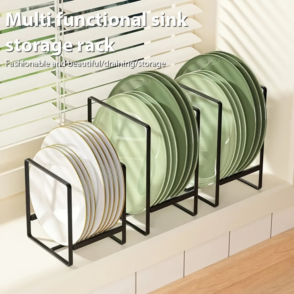 Organizador de Soportes de Platos de Metal de 1/3 piezas, Soporte Vertical para Platos, Construcción de Metal Duradera Anti-Caída, Ahorro de Espacio, Adecuado para Platos, Ollas, Tapas, Tablas de Cortar, Ideal para el Hogar, Uso en Restaurantes