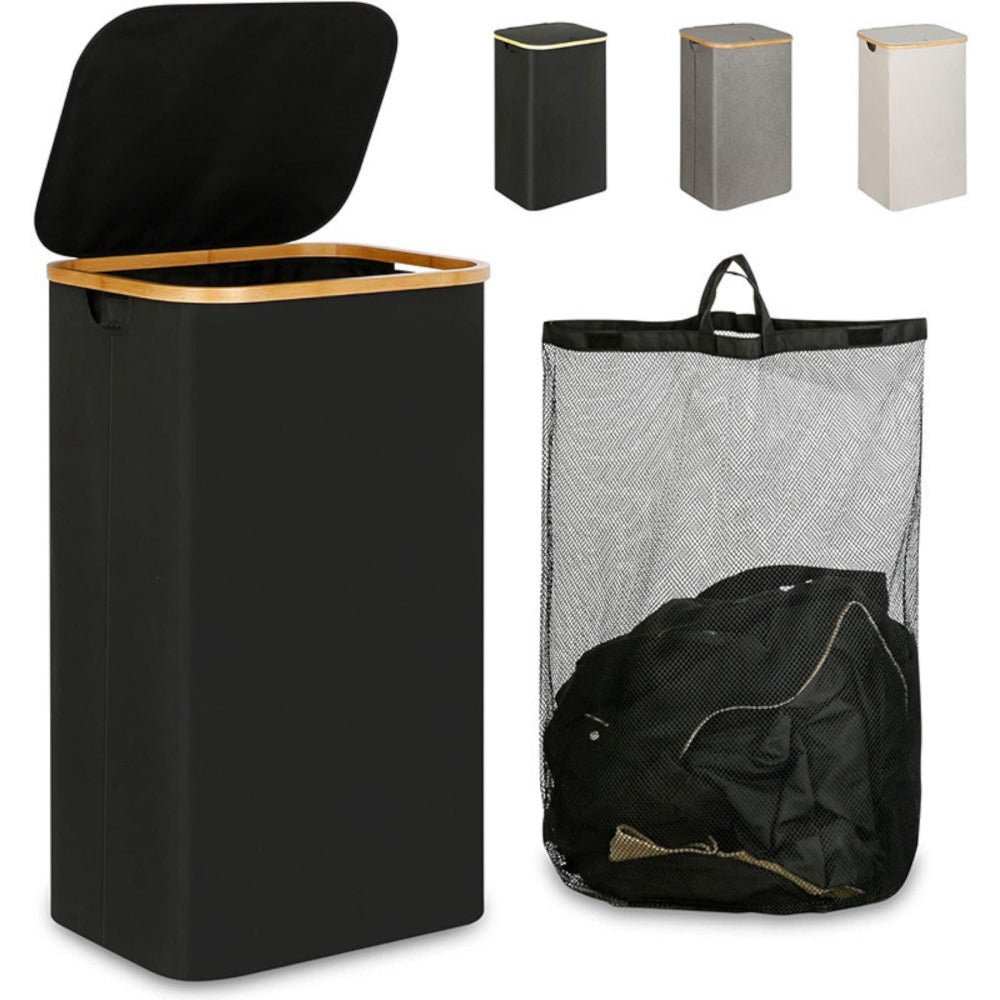 Cesto de Ropa Sucia con Tapa y Asas: 72L o 100 L,2 Clasificaciones, Plegable, Bolsa Interior a Maquina - Solucion Elegante y Pratica para la Lavandera en tu Dormitorio,Cubo Ropa Sucia