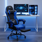 Silla Gaming con Masaje Lumbar Incorporado, Diseño Ergonómico Soporte Lumbar Ajustable y Reposacabezas, Silla de Computadora Giratoria de 360 Grados Reclinable para Oficina, Ideal para Juegos/Trabajo de Larga Duración