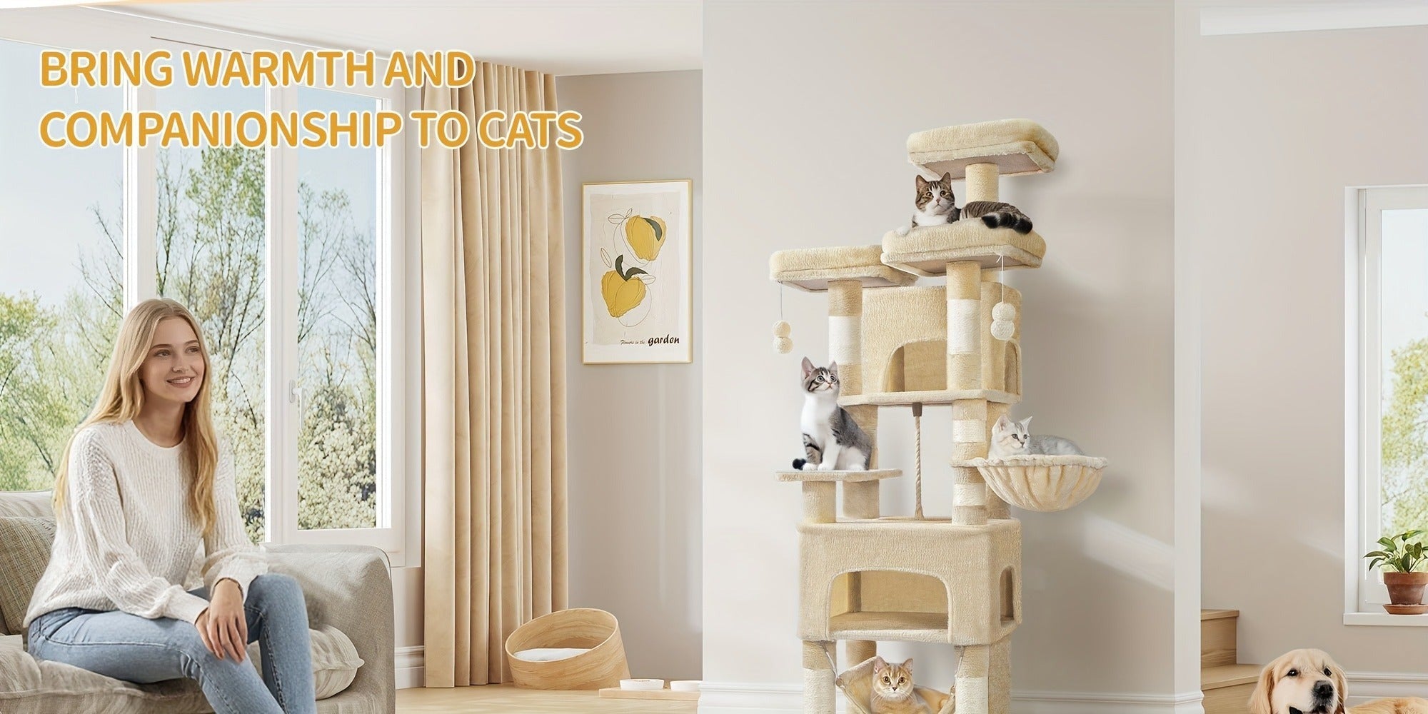 Árbol para Gatos, 176cm, Tamaño XL con 3 Plataformas, 2 Cuevas, 7 Postes Rascadores, Hamaca y Pelota de Felpa – Ideal para Familias de Gatos en Gris Claro/Gris Oscuro Beige, Torre de Escalada para Mascotas, Enriquecimiento Felino, Árbol Ahorra Espacio, Mu