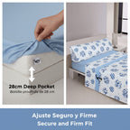 Juego de sábanas de verano de 3 piezas, diseños estampados de microfibra suave al tacto para todo tipo de camas con funda de almohada a juego para uso diario en el hogar, hoteles, invitados y residencias (Sábana ajustable, Sábana encimera / Sábana lisa y