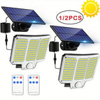 Luz solar exterior con sensor 2 piezas | Jardín patio garaje y seguridad