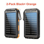 Paquete de 2 cargadores solares de 20000mAh, panel de carga solar portátil con doble salida USB, paquete de batería externa de carga rápida, modelo de emergencia con linterna LED incorporada para senderismo. (Paquete de 2)