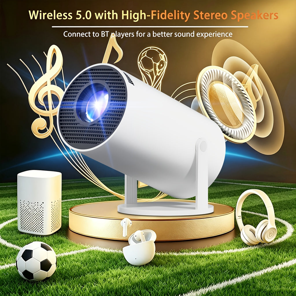 Proyector Inteligente, Decodificación Nativa 1080P Full HD 4K, Android 11.0 OS, WiFi 6 y Wireless 5.4, Proyector de Películas Giratorio 270°, Mirroring Inalámbrico para IOS/Android/Tablet.