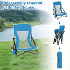 Silla de camping plegable para exteriores, 1 pza./2 pzas., con portavasos y bolso de mano, reposabrazos acolchados engrosados, respaldo de tela de malla transpirable, silla de pesca con portavasos + juego de bolso de mano, portátil, adecuada para camping,