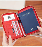 Portapassaporte RFID con cremallera y correa de muñeca, bolsa de almacenamiento multifuncional portátil para viajes, pasaporte y documentos, tarjetero