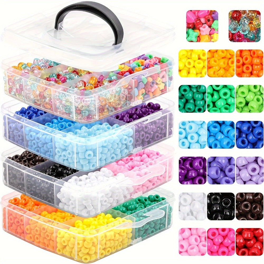 Colección de Cuentas de Herencia de 4800 piezas: Cuentas Pony Lustradas de 6X9Mm en 36 Tonos de Color Artesanal, Kit Premium para Hacer Joyas, Cuentas Pony de 6X9Mm en 36 Tonos Vintage, Kit de Diseño de Joyas, Almacenamiento de Cuentas, Fabricación de Cue
