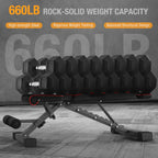 Banca de Pesas Ajustable con Inclinación - Capacidad de 300 kg/660 LB, Banco Plegable para Gimnasio en Casa con Estructura de Hierro Resistente y 10 Posiciones Ajustables para Ejercicios de Prensa de Pecho, Hombros y Abdominales (Negra)