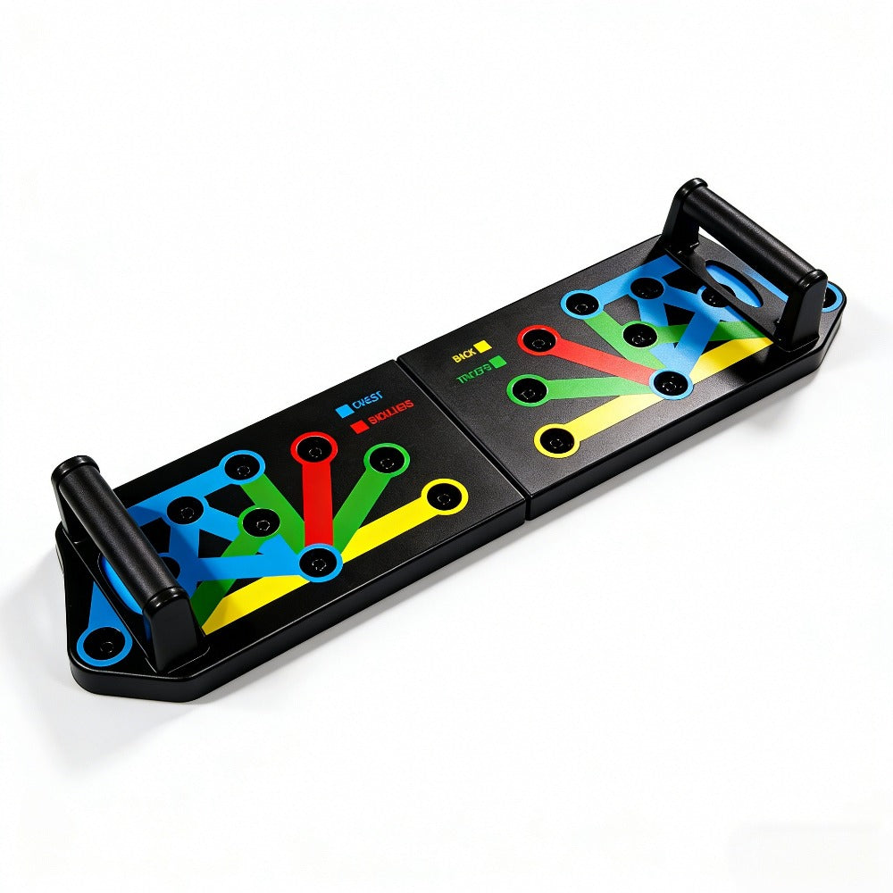Tabla de flexiones multifuncional plegable，Entrenador de flexiones multifuncional plegable y portátil con asas antideslizantes y 2 bandas de resistencia. Diseño antideslizante, desmontable y fácil de guardar.barra de empuje para gimnasio en casa, manija d