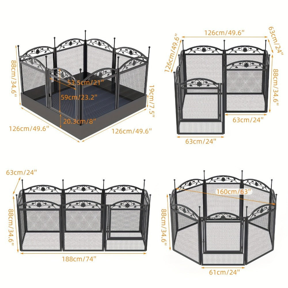 Parque de juegos resistente para perros de 8 paneles: Valla de metal para cachorros y perros, apta para uso en interiores y exteriores, recinto de ejercicio plegable para mascotas con almohadilla, ideal para partos y entrenamiento, incluye puerta, adecuad
