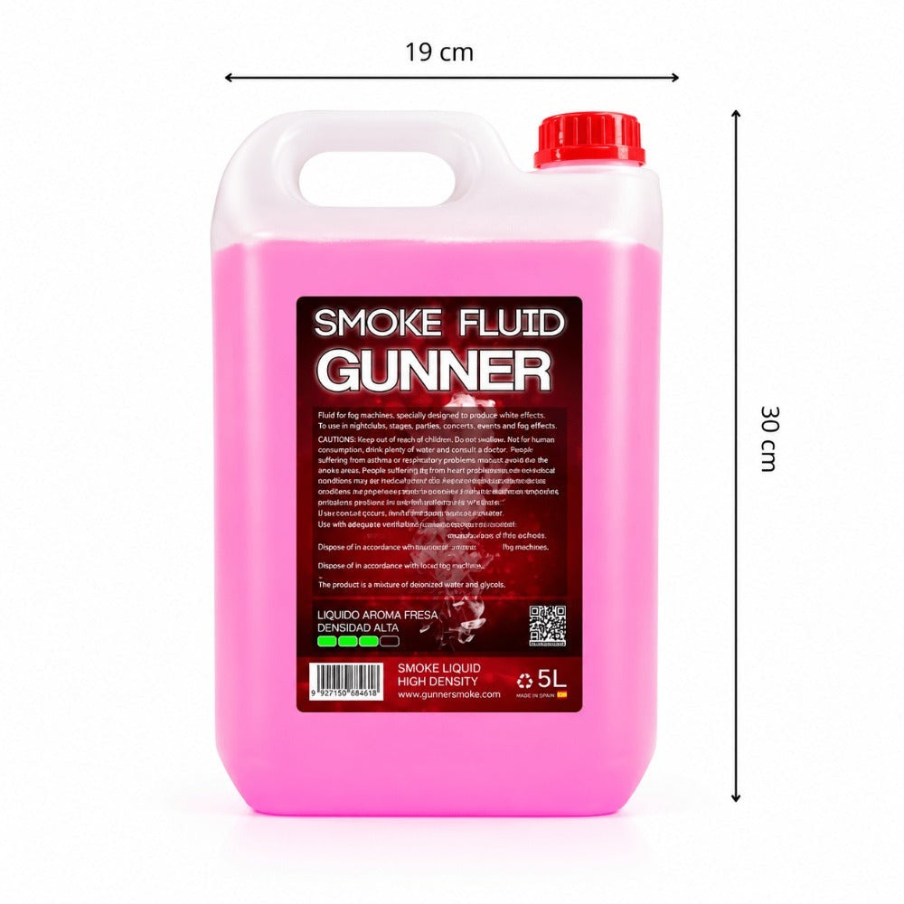 Líquido para Máquina de Humo 5L con Aroma a Fresa - Gunner Smoke | Alta Densidad | Efecto Profesional para Eventos y Fiestas