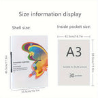 1pc Carpeta de Almacenamiento para Arte de Pintura de Diamantes A3/4K para Adiciones de Pintura de Diamantes con 30 Fundas Protectoras de Página Interior (42.5 X 30.3Cm) (56 X 41.5Cm)