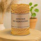 Cordón plano de poliéster para macramé, amarillo mostaza, 3 mm, 100 m