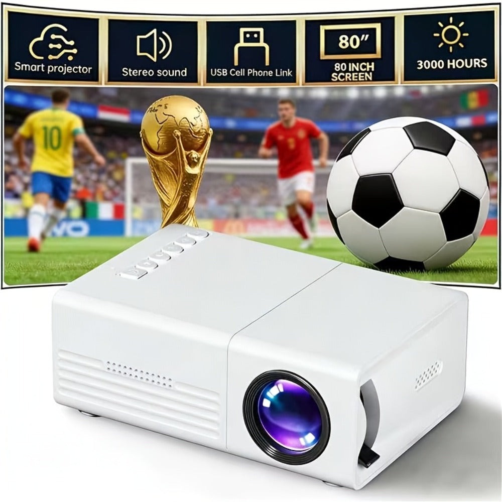 Mini proyector LCD AOC, Beamer portátil con altavoces, control remoto, conectividad USB, compatible con IOS, Android, Windows, PS4 para películas y juegos