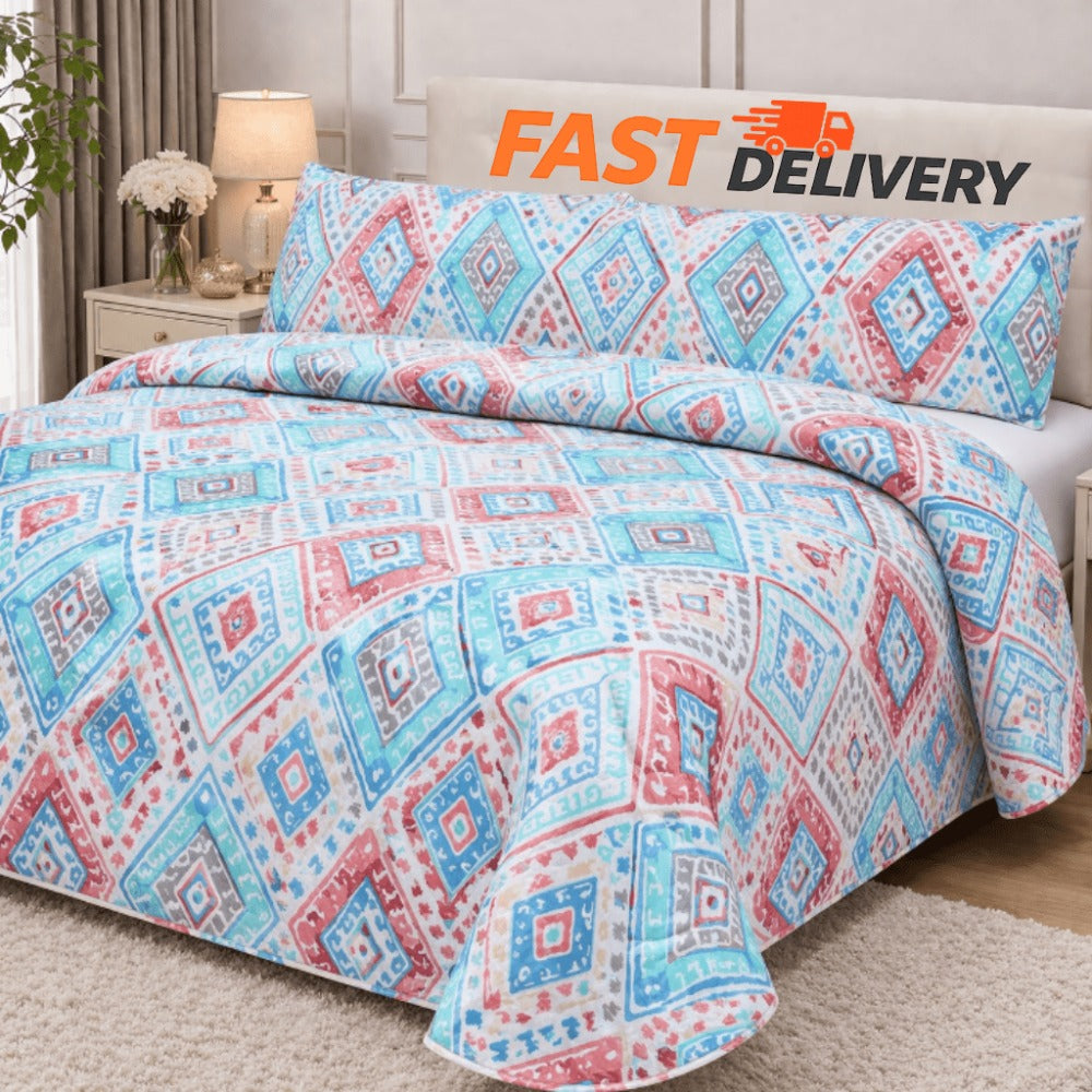 Edredón Ligero Estampado de Verano, Colcha Pinsonic de Microfibra Reversible Bouti, Cubrecama Moderno con Patrón en Relieve Transpirable para Todas las Estaciones, Decoración de Dormitorio para Primavera y Verano (Sin Fundas de Almohada) para Todas las Ta