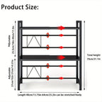 Estante para Microondas de 3 Niveles Extensible con 6 Ganchos, Estante de Cocina, Organizador de Especias, Organizador de Gabinete para Cocinas, , Extensible de 40 a 64 cm