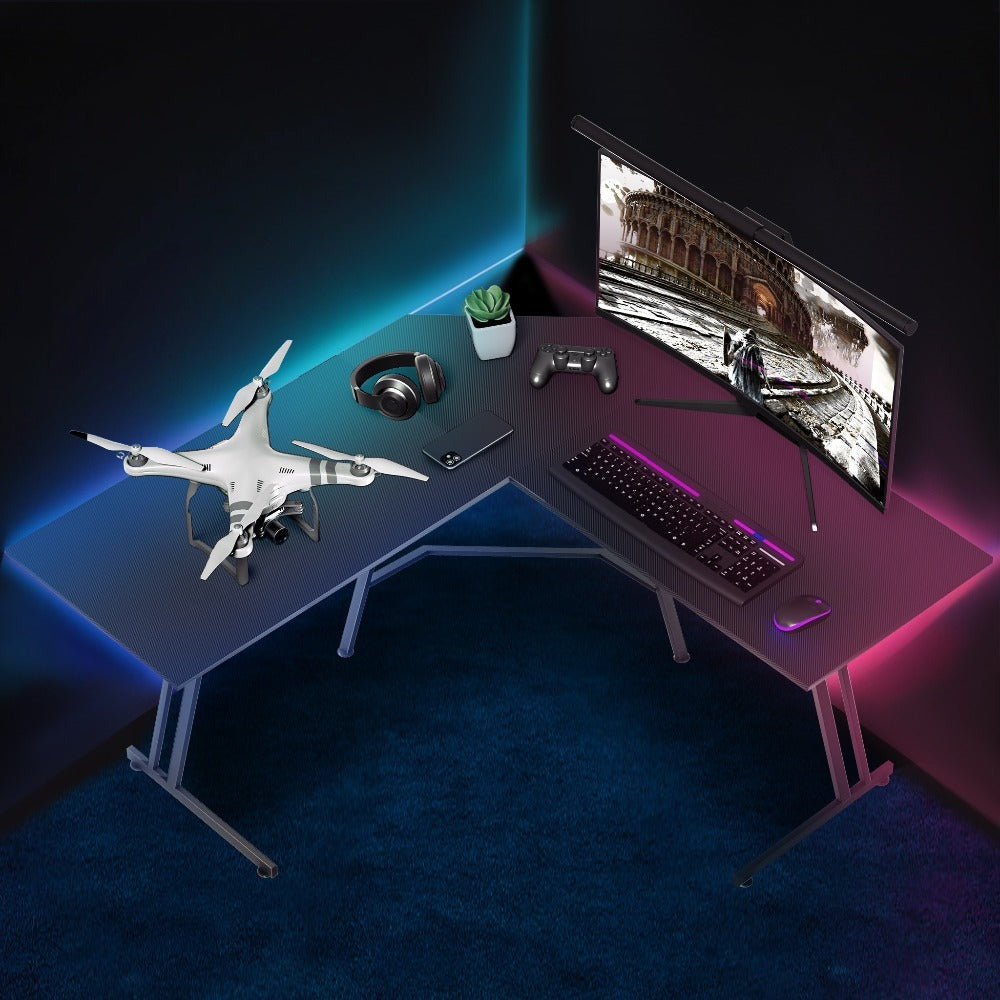 Escritorio de Esquina para Gaming 120x120cm, Escritorio en Forma de L, Mesa de Computadora para Oficina y Hogar, (con/sin Soportes para Monitor)