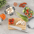 Juego de 12 recipientes de vidrio para almacenar alimentos con tapas herméticas a presión - Contenedores rectangulares aptos para microondas y lavavajillas, diseño apilable que ahorra espacio para almacenar alimentos frescos, preparación de comidas, sobra