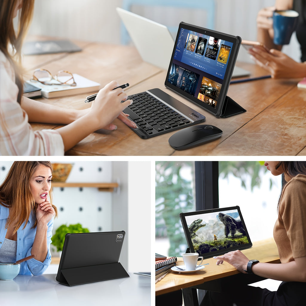 Tablets | Tableta Android 15 de 10.1 pulgadas, 12(3+9)GB RAM, 64GB ROM, con teclado, ratón, lápiz óptico y funda protectora, pantalla IPS de