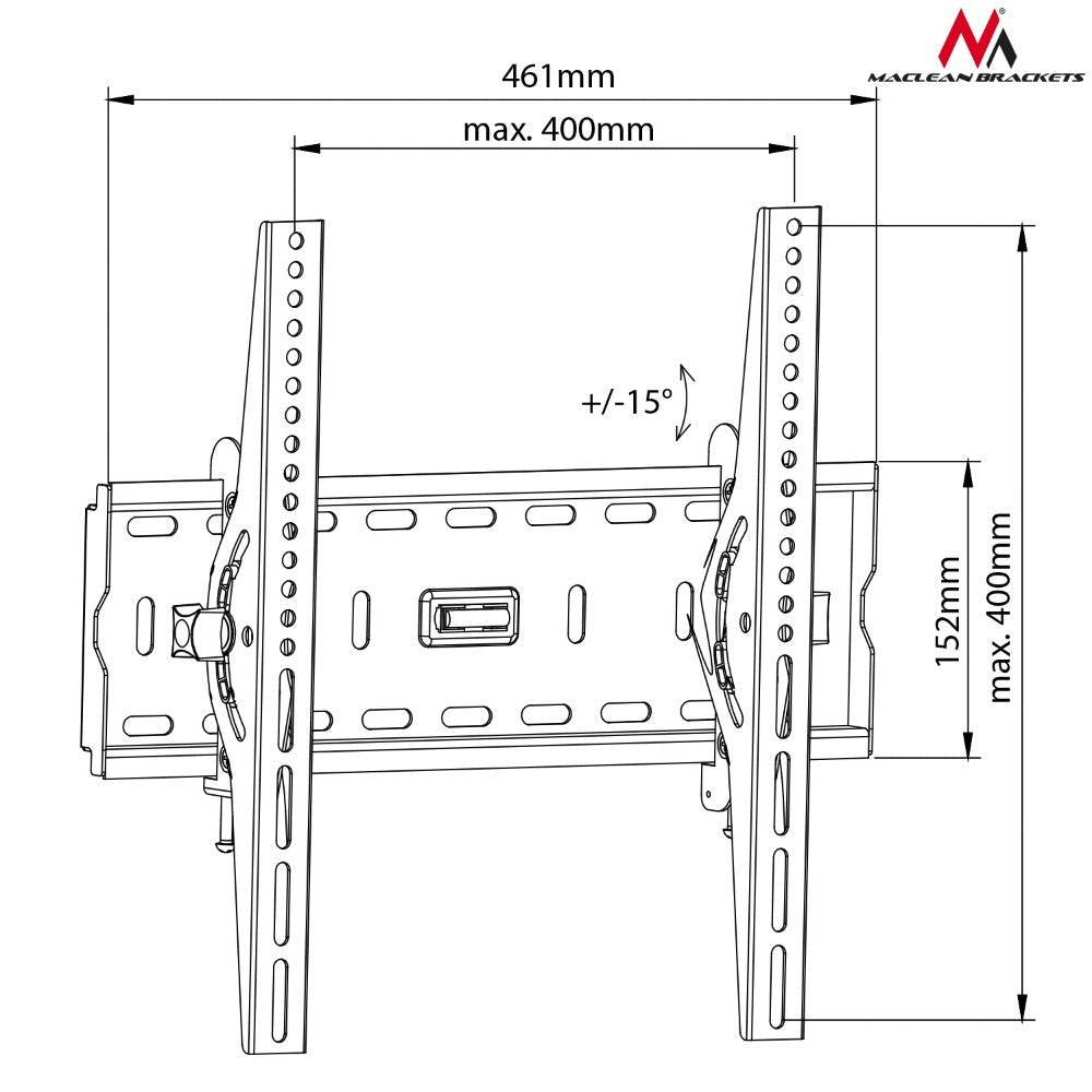 Soporte Universal para TV de 26 a 65 Pulgadas, Máx. 45 kg, VESA 400x400, MC-778