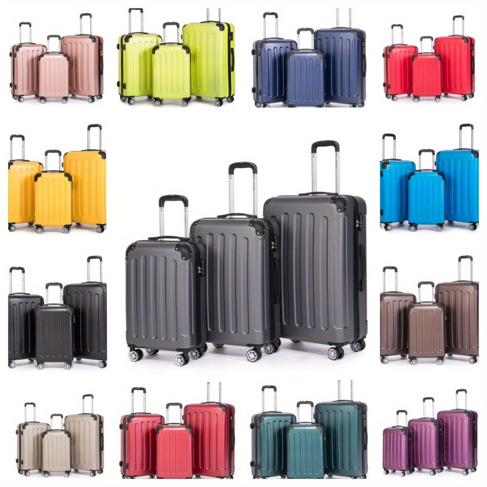 Juego de maletas familiares de tres piezas 20+24+28 pulgadas, equipaje de cabina de 20 pulgadas con ruedas universales, caja de almacenamiento para viajes de negocios, cartera ABS resistente y gran capacidad (ML-XL-set)