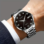 Reloj mecánico automático de negocios para hombre Dianpai, delgado de acero inoxidable con esfera luminosa y calendario, regalo ideal para hombres, sin batería