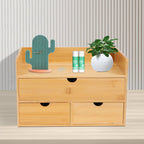 Organizador de escritorio, Organizador de escritorio de bambú con cajón, Caja de escritorio de bambú, Adecuado para guardar diversas cosas de necesidades diarias en habitaciones, oficinas, etc. (3 cajones)
