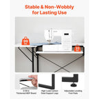 Mesa de Costura VEVOR, Mesa Multiusos para Máquina de Coser con Estante Lateral Plegable, Estante Ajustable, Patas de Acero, Escritorio para Computadora en Hogar, Estudio de Moda, Estudio de Arte, Institución Educativa, Blanco