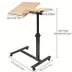 Escritorio Ajustable para Laptop, 60 X 34.5 X 58-90 Cm, Mesa Plegable para Cama, Mesa de Sofá con Ruedas, Soporte Elevable para Laptop Giratorio 360 Grados, Escritorio de Madera para Sofá y Laptop