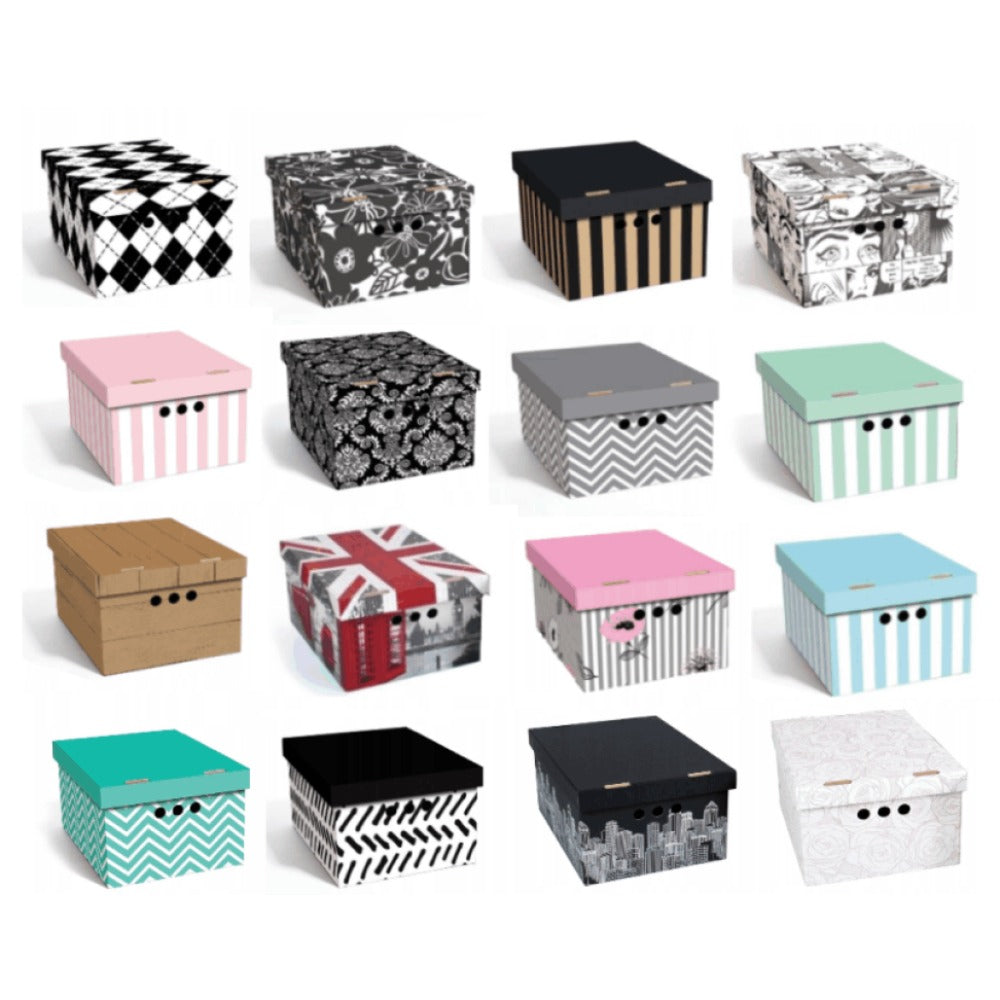Caja de almacenamiento decorativa de cartón, 1 pieza, con estampado, para ropa, artículos pequeños, documentos, ideal para hogar, oficina o armario, dimensiones: 35x26.3x18.6 cm