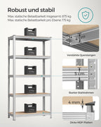 Set de 1/2pzas Estanterías Metálicas de 180x90x40cm. Sistema Sin Tornillos, 5 Baldas Ajustables (175KG/Nivel). Ideal para Sótano/Almacén.