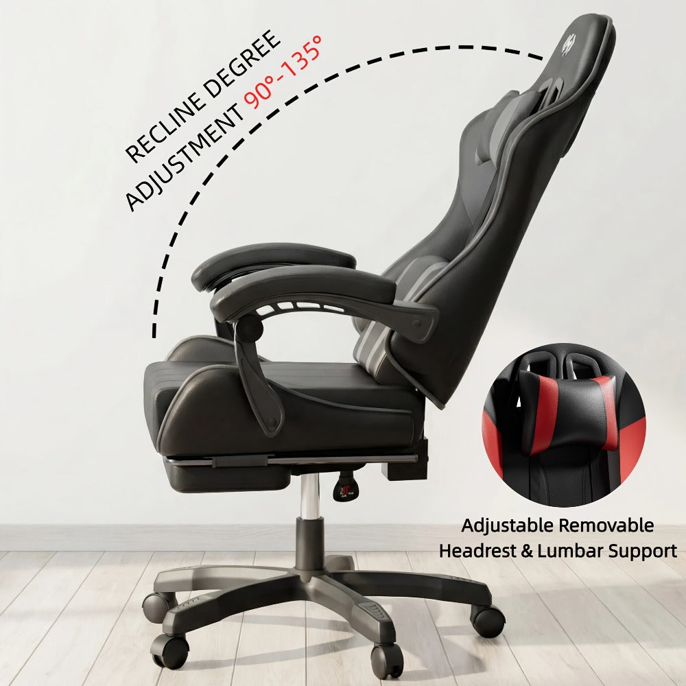 Silla Gaming Ergonómica Frodrovia con Reposacabezas, Soporte Lumbar, Reclinación Ajustable y Reposapiés, Fabricada en Material Duradero y Transpirable, Giratoria 360 Grados, Regalo Ideal para Padre y Novio, Adultos, 6 Colores