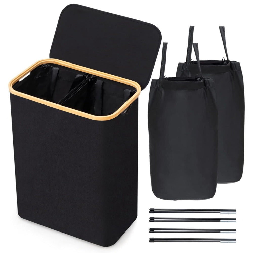 Cesto de Ropa Sucia con Tapa y Asas: 72L o 100 L,2 Clasificaciones, Plegable, Bolsa Interior a Maquina - Solucion Elegante y Pratica para la Lavandera en tu Dormitorio,Cubo Ropa Sucia