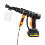 Lavadora a Presión Inalámbrica 21V 450Bar/652 PSI Portátil con 1X o 2X Batería, Boquilla Ajustable 6 en 1, Manguera de 16.4 Pies, Limpiadora de Presión para Coche/Suelo/Jardín y Riego de Patio