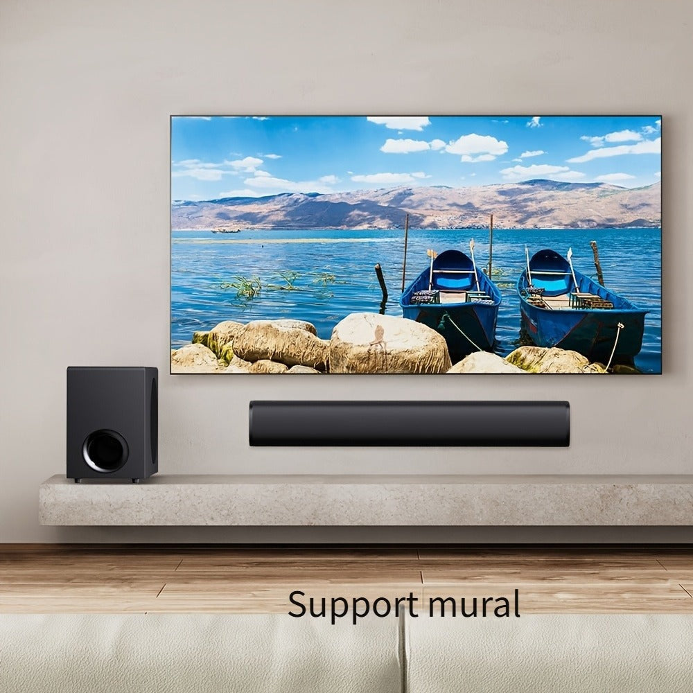 Barra de sonido con subwoofer, barra de sonido para Smart TV, minibarras de sonido con conexión ARC/óptica/AUX/inalámbrica, sistema de sonido envolvente para TV/PC/juegos/proyectores con control remoto por infrarrojos