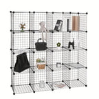 1pc Estante Moderno, Estante, Diseño de Cubo de Estante, Estantes de Alambre Ajustables Individualmente, 16 Compartimentos, Hecho de Alambre , Estante de Pie
