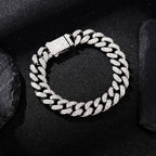 Juego de Joyería de Plata 925 con Cadena Cubana Incrustada con Zirconia 5A, Cadena Gruesa de Moda Hip-hop Casual, Ambiente de Lujo Generoso, Decoración para Fiestas y Banquetes, Hipoalergénico, El Mejor Regalo para Él, Empaque en Caja de Regalo Exquisita