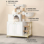 Árbol para Gatos con Armario de Letrero, Armario para Gatos, Casa Moderna 4-en-1 con Plataforma Grande, Casa para Gatos con Alfombra Rascadora de Sisal, Postes y Pompones, Cojines Lavables