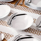 Juegos de Comedor de 24 piezas, Juegos de Platos y Tazones, Juego de Comedor Redondo de 24 piezas para 6 personas, Juego de Platos Resistente a los Arañazos, Juegos de Platos Seguros para Lavavajillas y Microondas, Adecuaciones de Cocina de 24 piezas