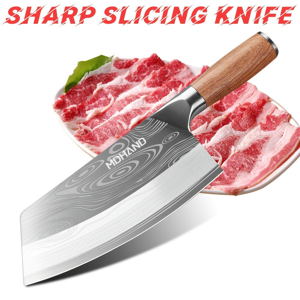 Cuchillo de cocina | 1 pieza Cuchillo de cocina de acero de Damasco, afilado como una cuchilla para rebanar y desmenuzar en la cocina, dureza de