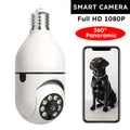 1pc Cámara de Seguridad 1080P HD Ease Life APP, Cámara Exterior Resistente a la Intemperie, Cámara Inalámbrica Wifi con Bombilla de 2.4Ghz, Enchufe de Luz E27 de 360°, Visión Nocturna a Todo Color, Detección de Movimiento, Vigilancia Doméstica, Regalo de