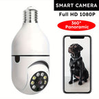 1pc Cámara de Seguridad 1080P HD Ease Life APP, Cámara Exterior Resistente a la Intemperie, Cámara Inalámbrica Wifi con Bombilla de 2.4Ghz, Enchufe de Luz E27 de 360°, Visión Nocturna a Todo Color, Detección de Movimiento, Vigilancia Doméstica, Regalo de
